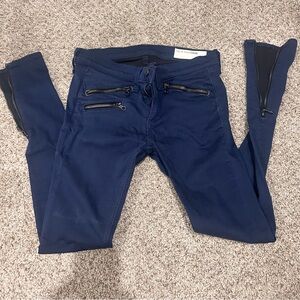 rag & bone Navy Skinny Jeans with Zipper Accents